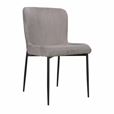 Schwanda 51cm H Corduroy Upholstered Metal Side Chair in Grey