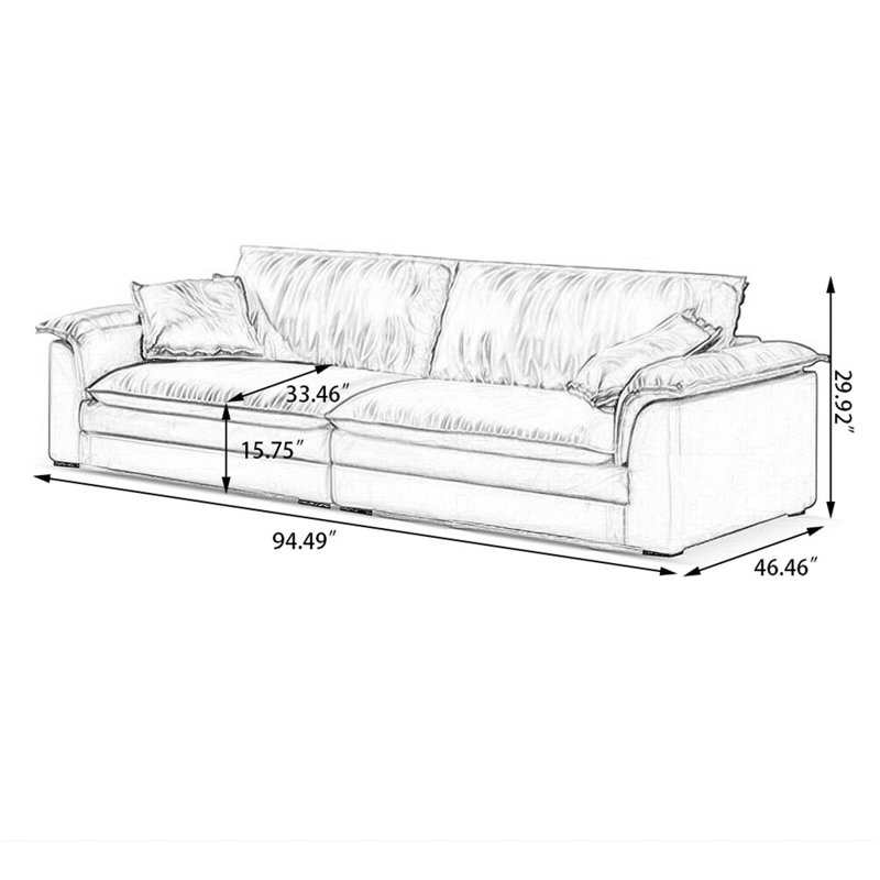 Coussin modulaire brun jaunâtre 100% polyester, 29.92" H x 94.49" W x 46.46" D, Brun jaunâtre