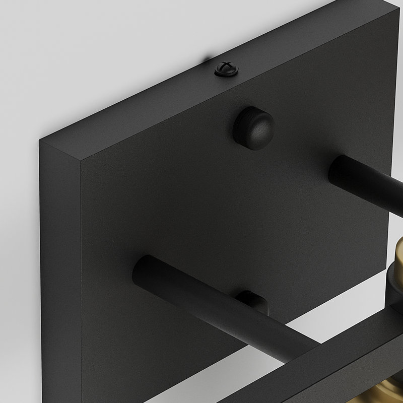 Éclairage pour meuble-lavabo avec abat-jour en verre transparent, Quatre lumières, Noir et or