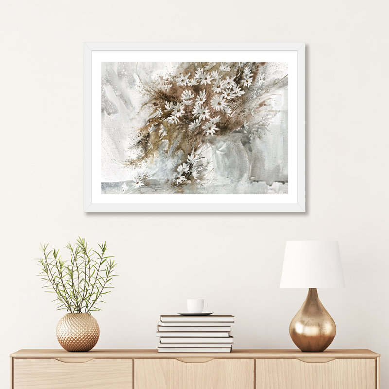 «Daisy Arrangement» - reproduction d'art, H 24 po x l 32 po x P 1 po, Papier blanc