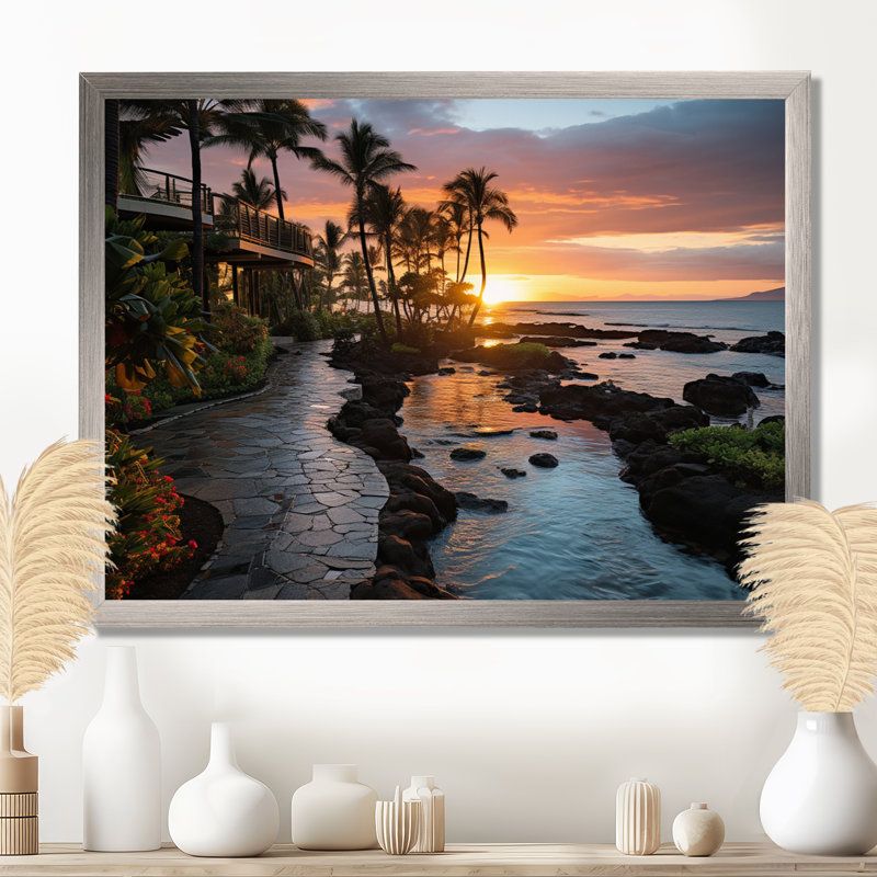 Maui Tropical Dreamscape I, reproduction d'art sur toile, H 16 po x l 32 po x P 1 po, Cadre photo argenté