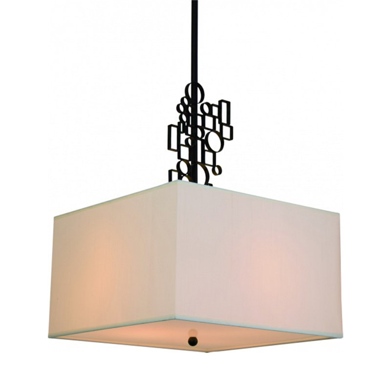 3-Light Dark Bronze Pendant With A White Fabric Shade