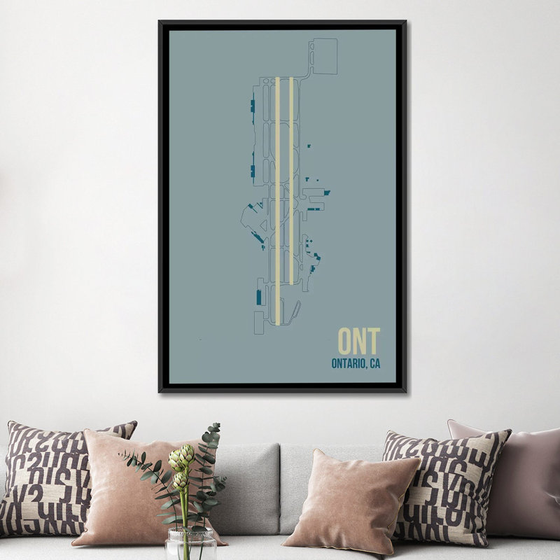 "Schéma de l'aérogare", "Ontario", impression sur toile, 48" H x 32" W x 1.5" D, Toile avec cadre noir, Pas de tapis