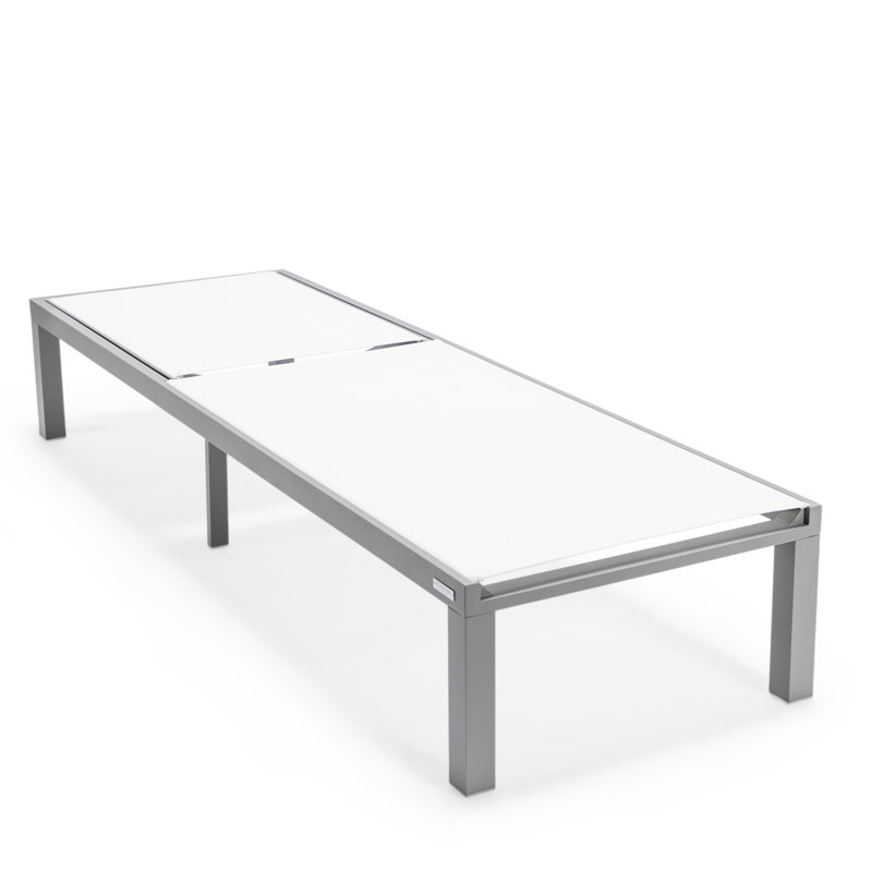 Marlin Modern Aluminum Outdoor Reclining Chaise Lounge - Weather-Resistant Sling Patio Chair for Poolside & Sunbathing, White