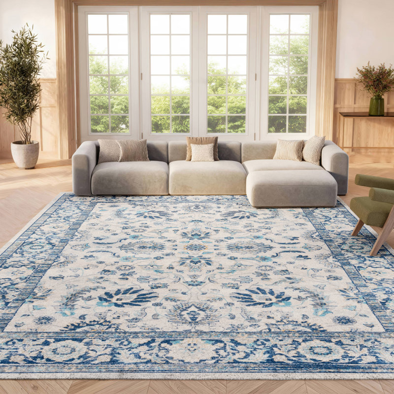 Huggard Area Rug In Blue/Beige, Rectangle 8' x 10'