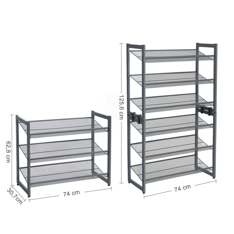 9 Pair Stackable Shoe Rack, Dark grey