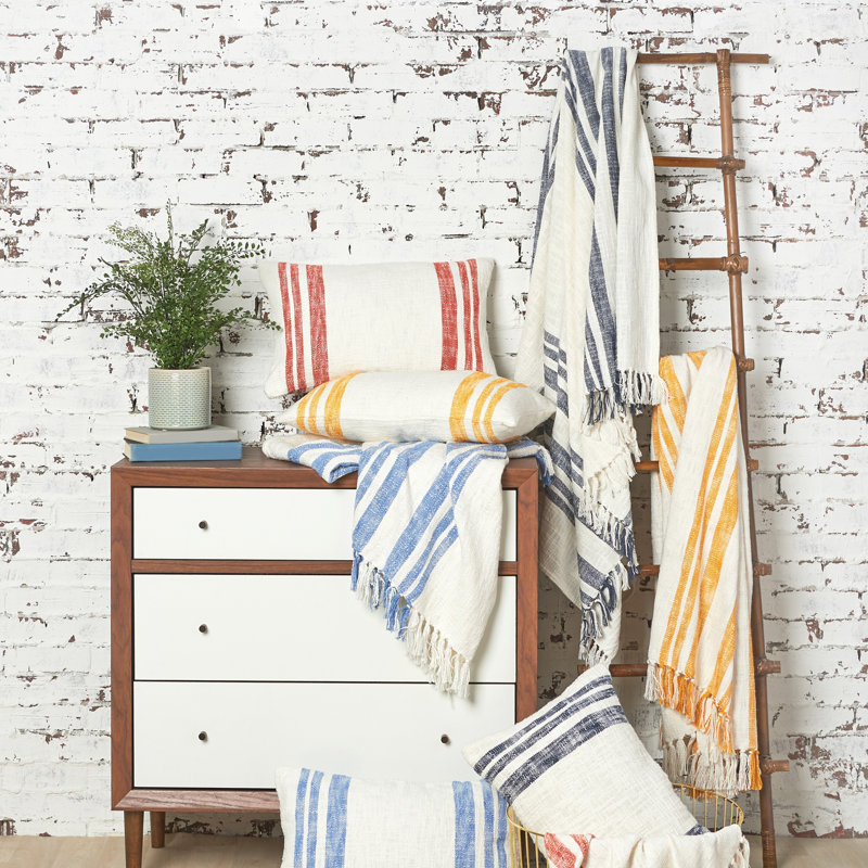 Dominika Morgan Cement Woven Throw Blanket, Ochre