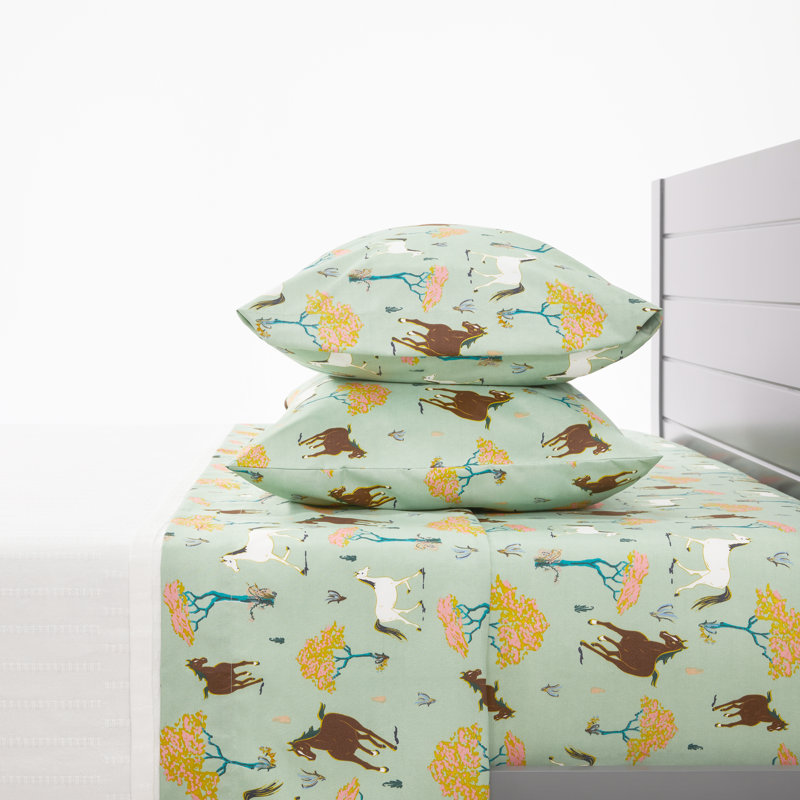 Ensemble de draps Jersey Knit Horses, Ensemble de draps pour lit simple avec un drap-hou