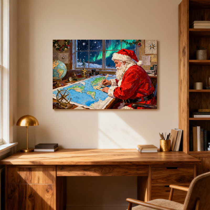 Christmas Santa Claus Map Planning North Pole