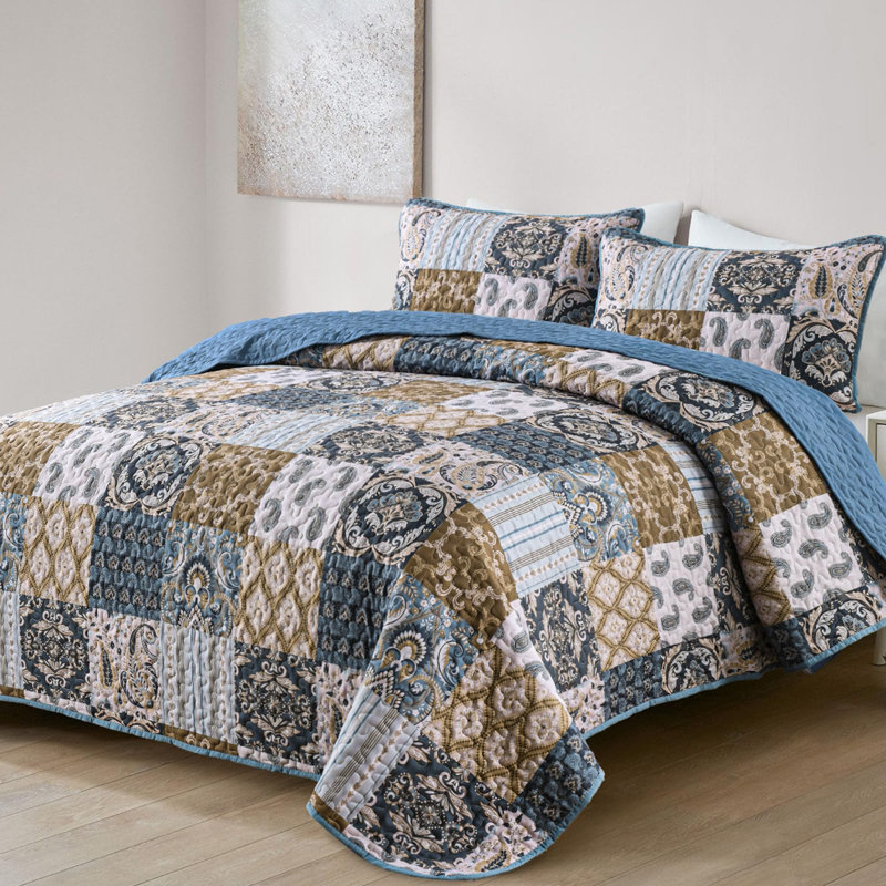 Ensemble de courtepointe Boho, Très grand édredon + 2 taies décoratives