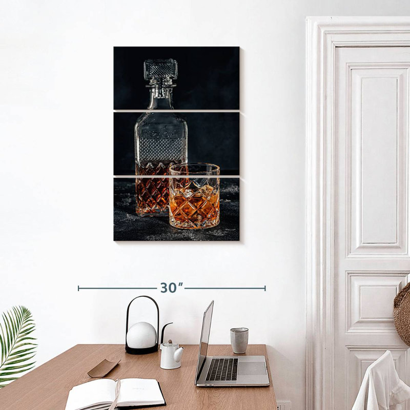 Verre à whisky et carafe à décanter, H 32 po x l 20 po