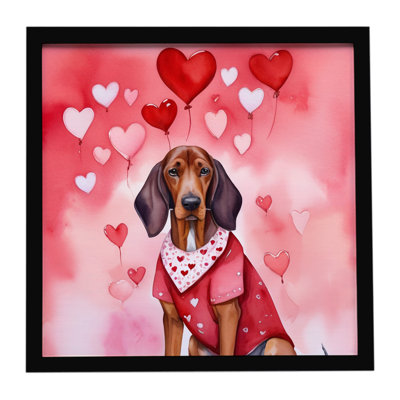Redbone Coonhound My Valentine Framed Metal Print