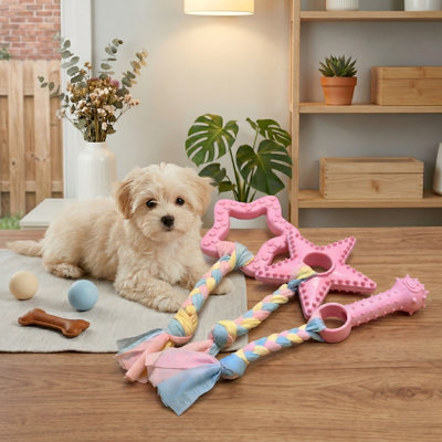 5-Pack Pink Crinkle Dog Toys for Small Breed Puppies, Teething & Boredom Stimulation