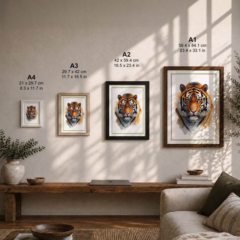 Tiger Face Forward Botanical - Print, Unframed, A1 - 84.1 x 59.4 cm