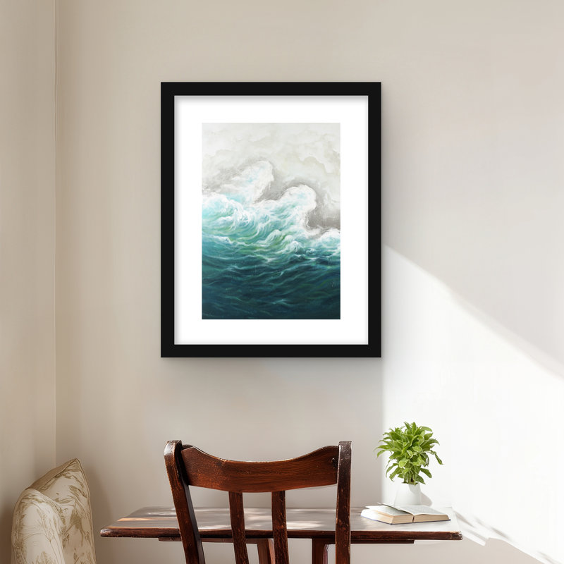 Seaside - Blue Waves Framed Matted Print for Home Decor