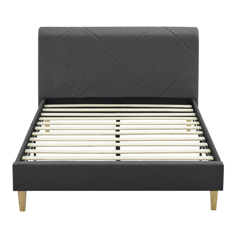 Lakeside Upholstered Low Profile Platform Bed, King, Gray