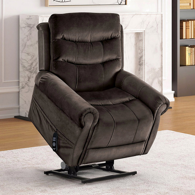 With Recliner Function Transitional Style In In Dark Gray Finish Lift Chair Steel Seat Box Rolled Arms Usb Ports Wired Controller Primary Living Room
