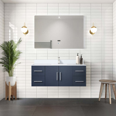 Ensemble de meuble-lavabo avec robinet et miroir DEL
