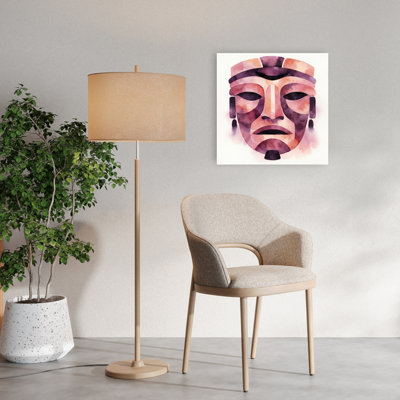 Watercolor Tribal Mask Abstract Geometric Mystical Wall Art Print 1 Piece Wrapped Canvas Wall Art