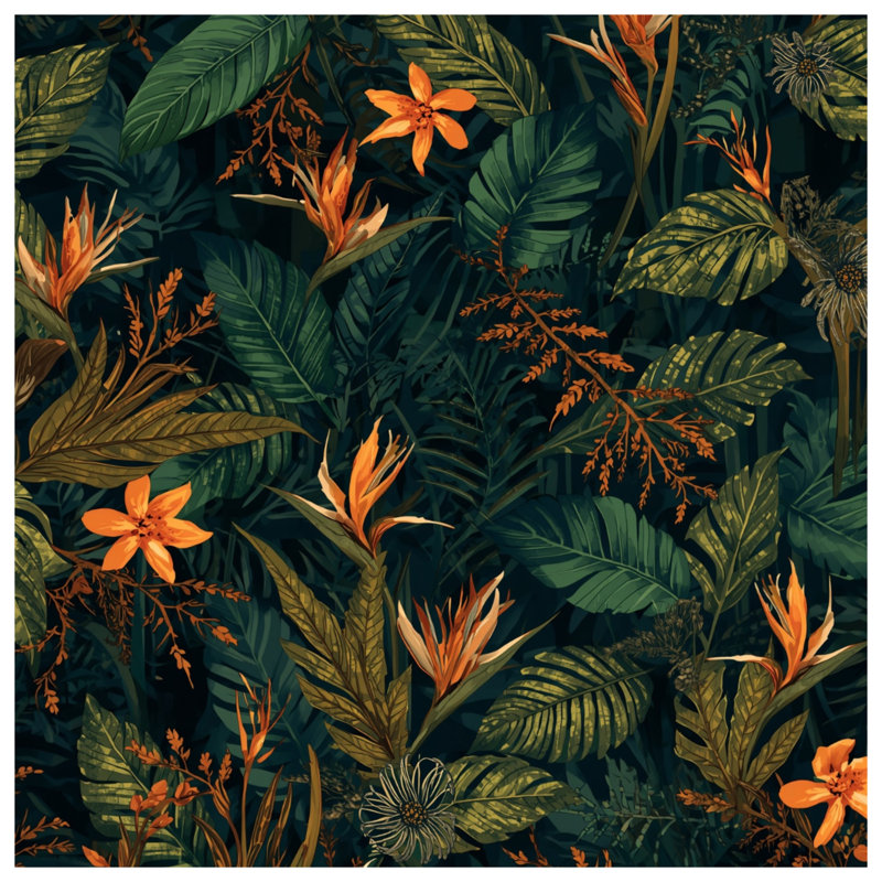 Rideaux de douche à motif de feuillage tropical extra longs, L 70 po x H 72 po