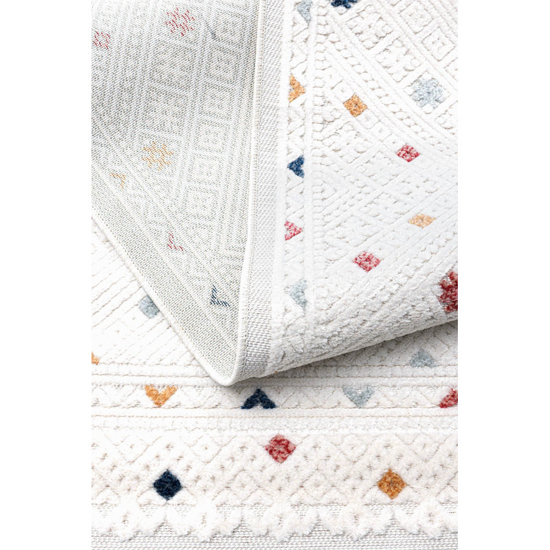 Luxueux tapis tissé à la machine de 6,6 x 9,5 pieds de couleur crème | 100% polypropylène, hauteur de poils de 0,2 po, base en coton / jute durable | Facile à nettoyer, facile à nettoyer, idéal pour le salon et la chambre à coucher