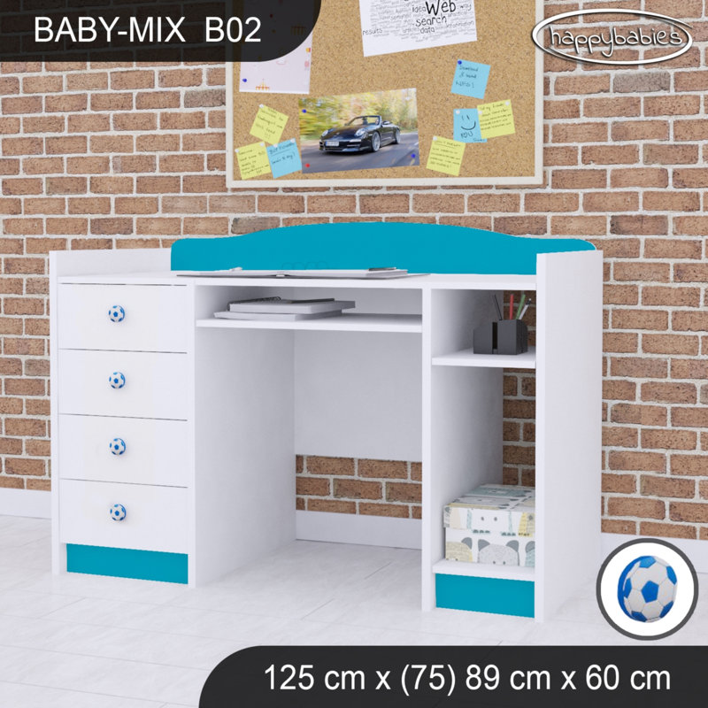 125cm Computer Desk, Blue