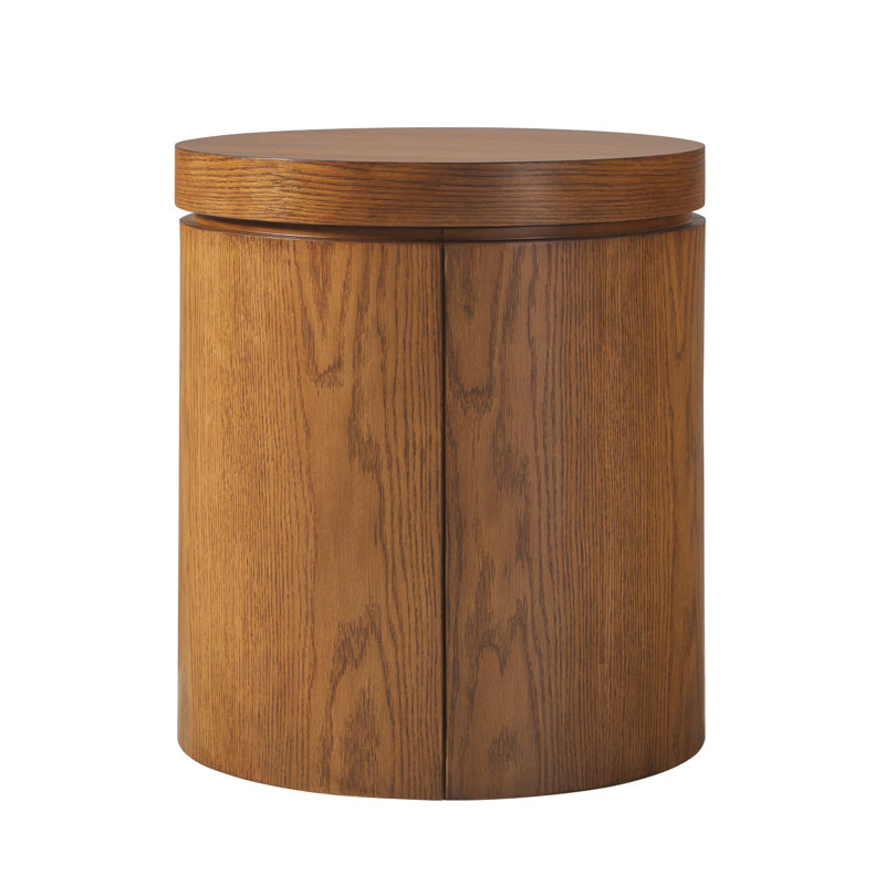 Table d'appoint ronde en bois de chêne massif 18 po Aaric, Chêne brun moyen