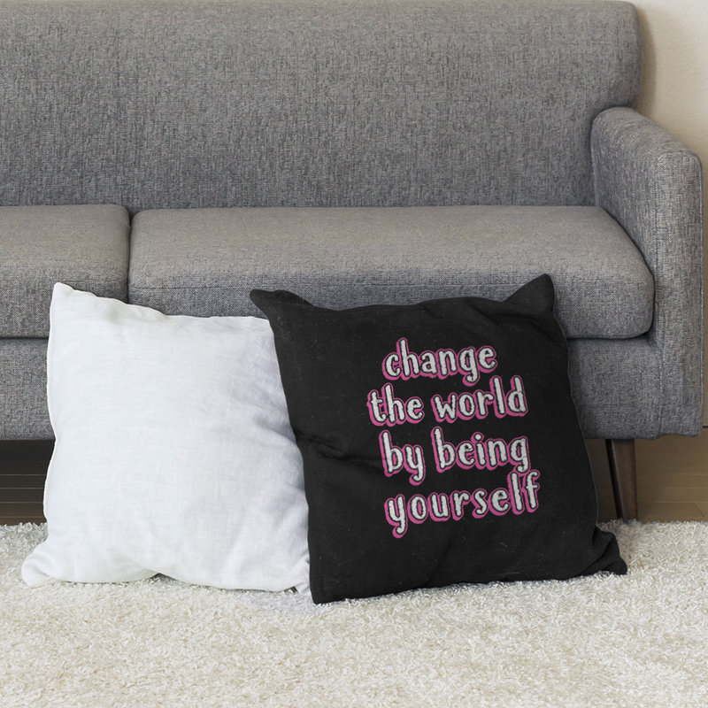Coussin de plancher change the World, H 28 po x l 28 po, Rose