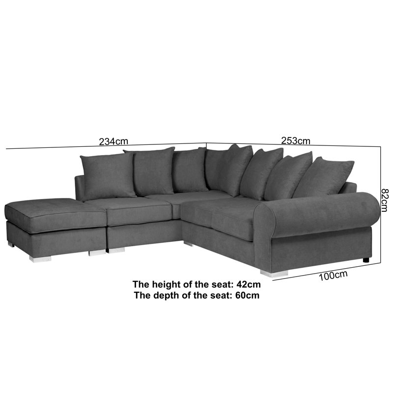 Mahan Corner Sofa, Left Hand Facing, Graphite