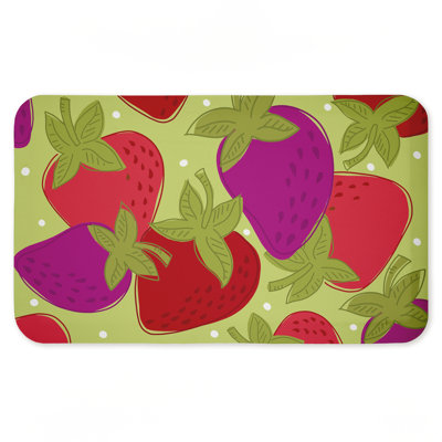 Tapis de sol anti-fatigue Fun Fruit Strawberries, design par Deidre Mosher, 30 po x 18 po