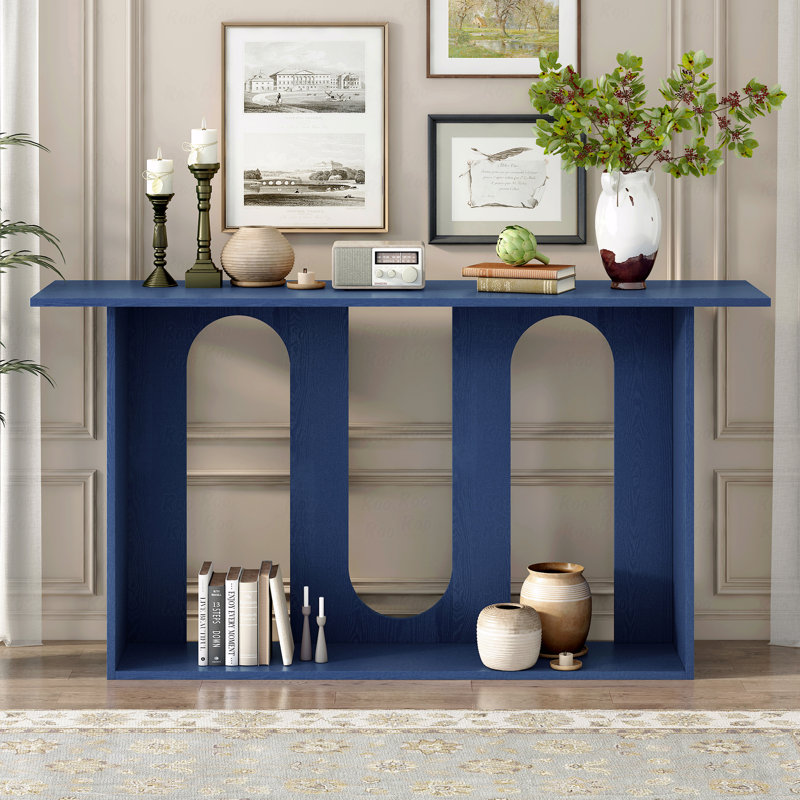 Console moderne avec placage en frêne, Navy Blue