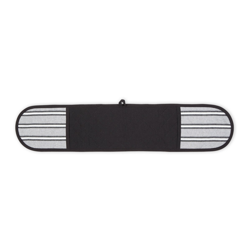 Design Imports Striped Cotton Oven Mitt, Black