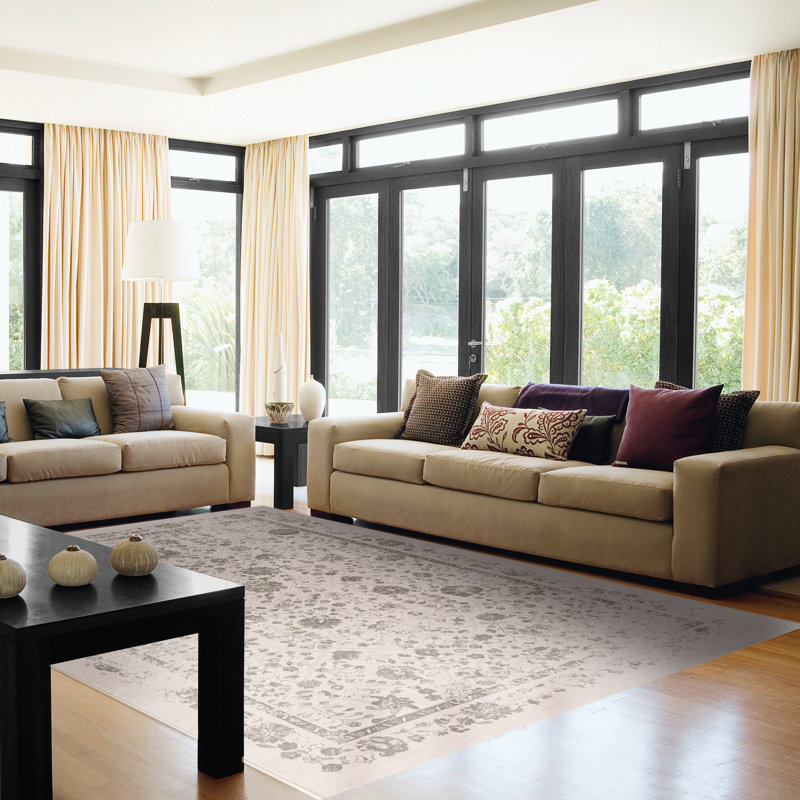 Tapis taupe area Florentia, Rectangle 6 pi 7 po x 9 pi 6 po