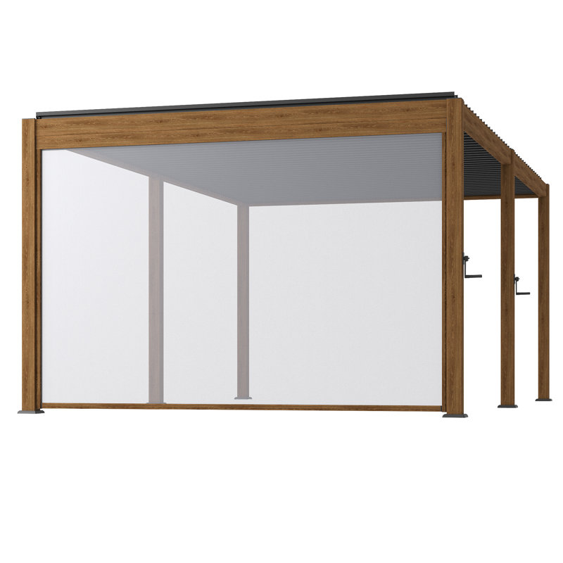 Pergola Accessories Adjustable Pull Down Roller Shade Compatible with Bonosuki Brand, Wood Grain, 12ft.
