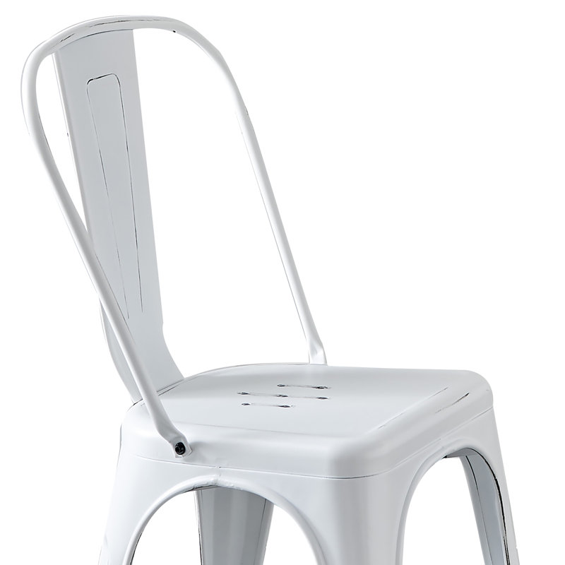 Chaise d'appoint empilable à dossier en lattes Guilherme, Argent, 2