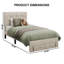 Lit plateforme tapissier simple avec tiroirs de rangement en lin transitionnel beige