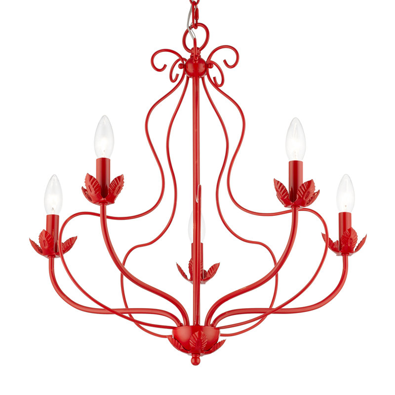 Bellamira Mallory 5-Light Dimmable Chandelier , Shiny Red