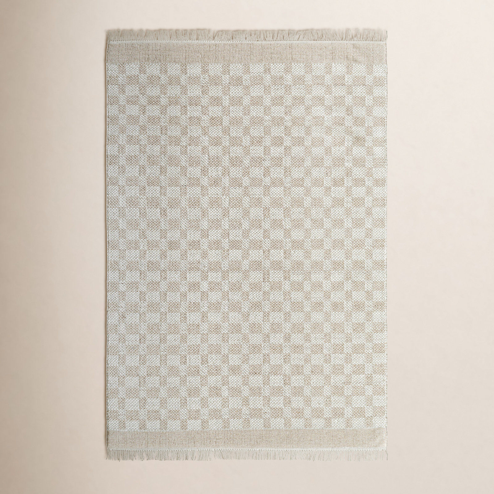 Lavande Hand-Woven Checkered Rug, Rectangle 2' x 3'