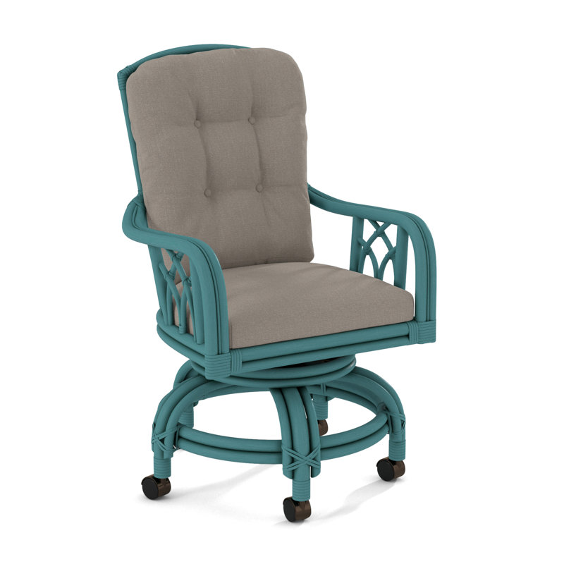 Edgewater Castered Arm Chair, Frost White, Stone Crypton Performance; 0884-83