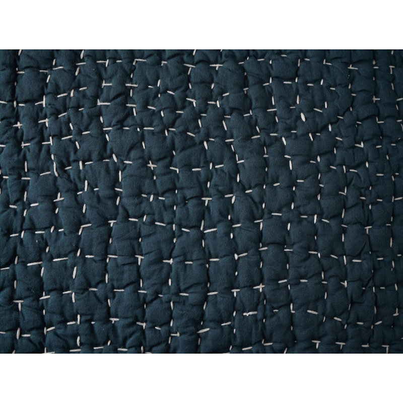 Pebbled Handstitched Organic Sham, Midnight Indigo