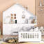 Lit House avec fenêtre et tiroirs de chevet, lit plateforme avec tablettes, prises et USB