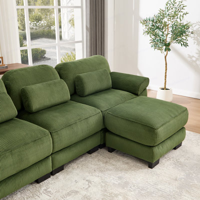 Canapé modulaire en U Cloud Couch, canapé 2 places avec 2 repose-pieds, coussins de siège épais et confortables, tissu en velours côtelé respirant
