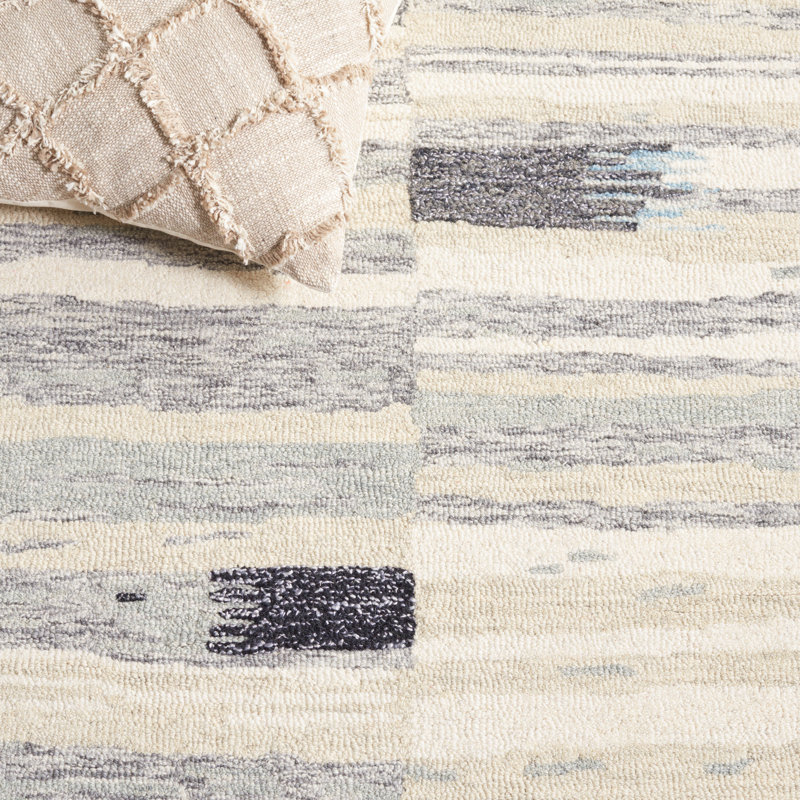 Tapis abstrait en laine / coton touffeté à la main Kuljis, Tapis de couloir 2 pi 3 po x 11 pi