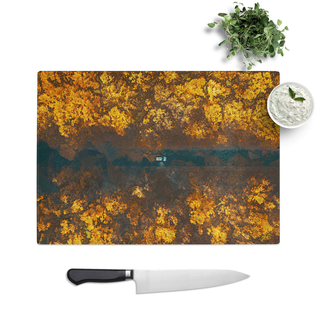 Glass Driving Through A Forest in Hungary in Abstract Chopping Board