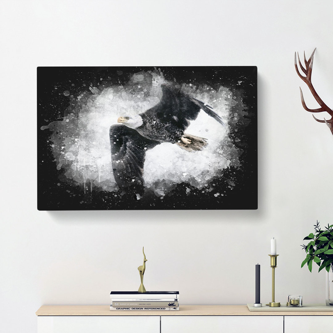 Bald Eagle High in the Sky Paint Splash - Wrapped Canvas