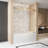 Frameless Single Sliding Shower Door  56-60 "W X 60" H, 1/4 "(6 Mm) Clear Tempered Glass, Explosion Proof Film, Stainless Steel Handle Square Tube Track ,Brushed Gold-123210054