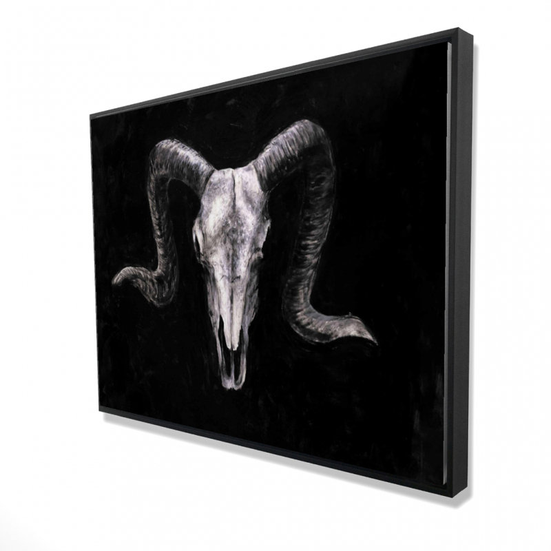 Ram Skull Grunge Style Print On Canvas