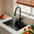 Pull-Down Kitchen Faucet With Side Sprayer & Built-In Cleaning Brush, 3 Spray Modes High-Arc Sink Faucet-122794886