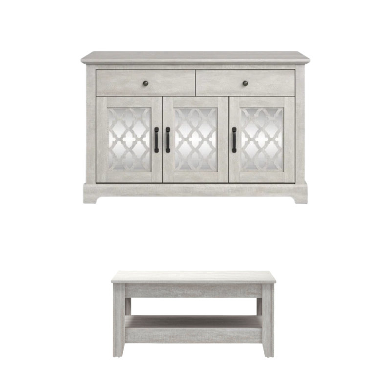 Weddel Basilico 2 Piece Modern Living Room Set With Sideboard And Coffee Table
