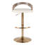 Tabouret de bar réglable en métal doré, bois gris clair et similicuir blanc avec repose-pieds arrondi en T - ensemble de 2-241035779